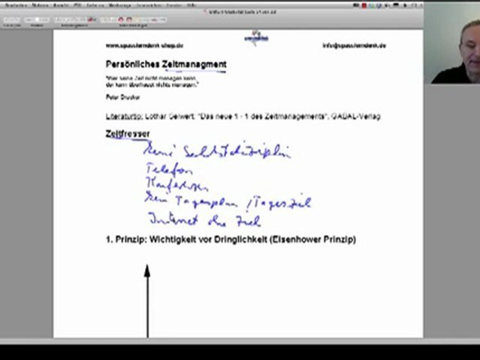 Zeitmanagement, Arbeitsorganisation, Promo