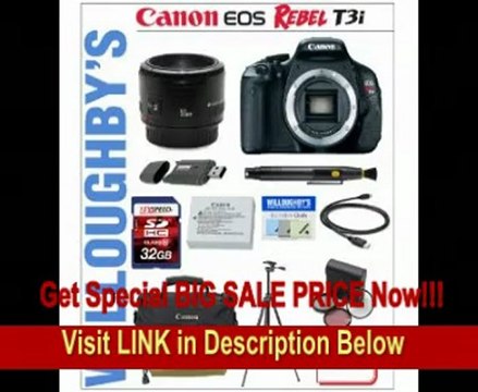 Canon EOS Rebel T3i 18 MP CMOS Digital SLR Camera Body + Canon EF 50mm f/1.8 II + LexSpeed 32GB SDHC Class 10 Memory Card + Sunpak 6600DX Digital Tripod + Canon LPE8 Spare Battery + 3pc Essential Filter Kit + Canon Deluxe Gadget Bag & Much More! REVIEW