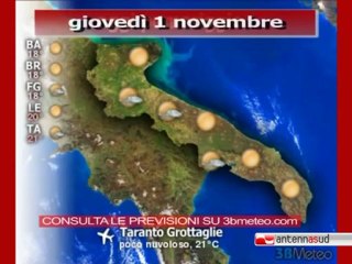 Previsioni del tempo, giovedì 1 novembre