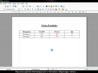 Tuto Writer 3 - Personnalisation tableau - Extrait