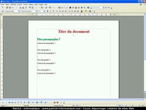 Tuto Writer 3 - Reproduire Mise en Forme - Extrait