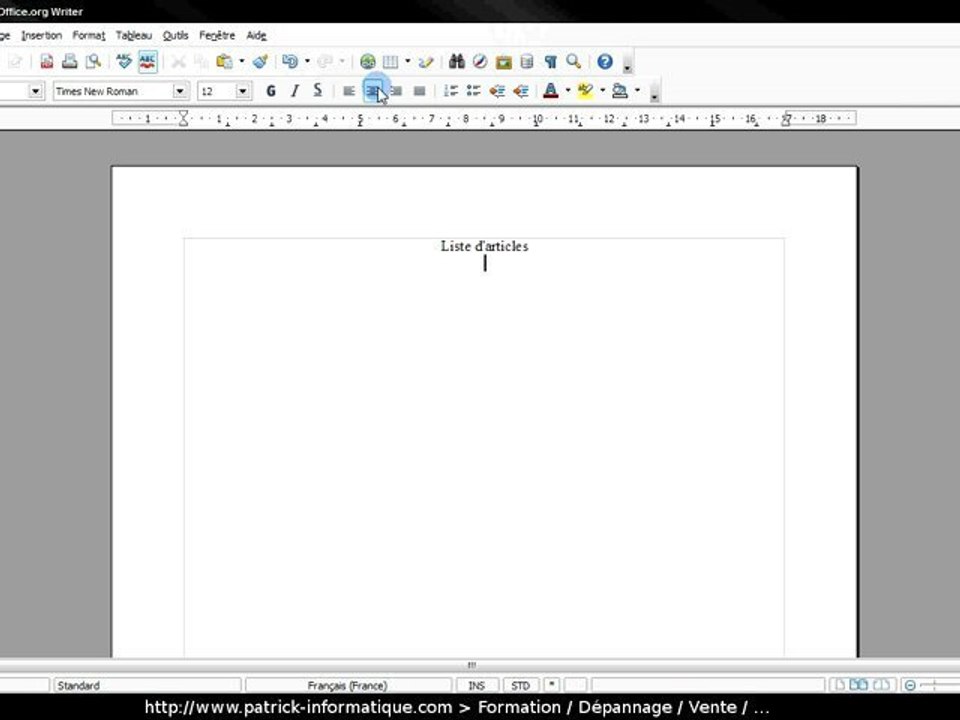 Tuto Writer 3 - Tableau simple portrait - Extrait