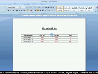 Tuto Word 2007 - Personnalisation tableau - Extrait