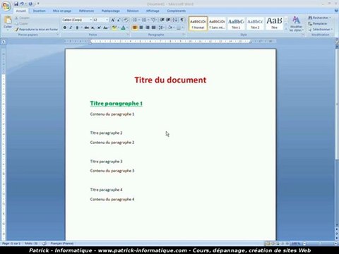 Tuto Word 2007 - Reproduire Mise en Forme - Extrait