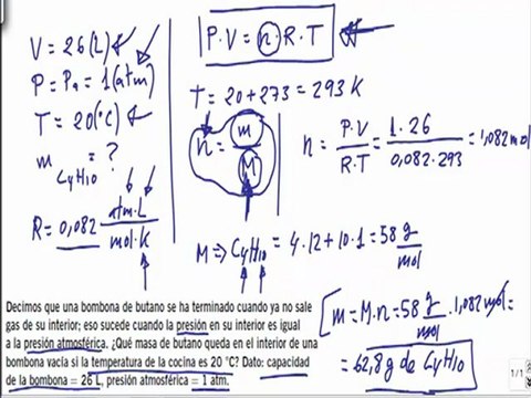 Quimica 1º bachillerato leyes de gases ideales ejercicio 21