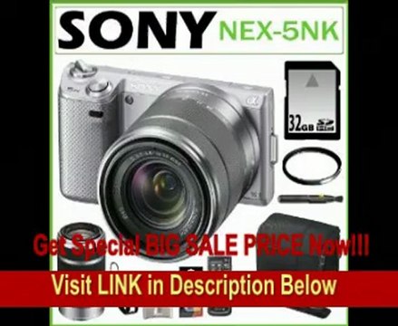 SPECIAL DISCOUNT Sony NEX-5NK/S 16.1MP Compact Interchangeable Lens Digital Camera in Silver with 18-55mm Lens + Sony SEL55210 E-Mount 55-210mm F4.5-6.3 Lens + 32GB SDHC Accessory Kit