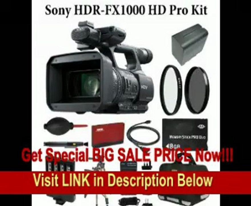 Sony HDR-FX1000 High Definition MiniDV Handycam Camcorder + Spare Battery NP-F970 + International Travel charger + Full Size Tripod + Compact Video Light LED + Memory Stick Duo 8GB + Camera Gadget Bag + Camcorder Cleaning Kit + Card Reader REVIEW