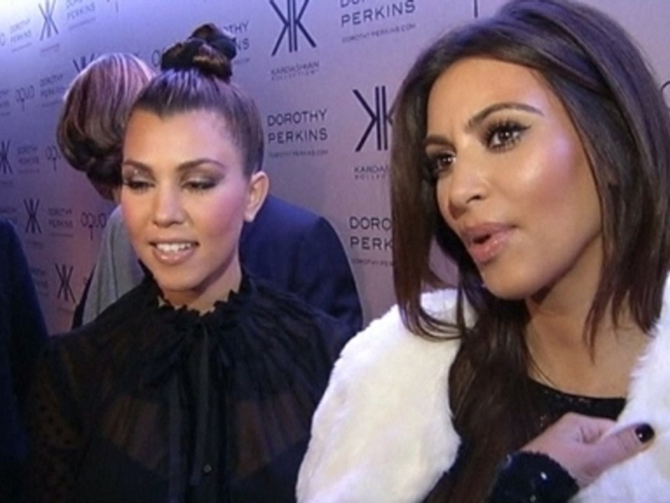 Kardashian sisters Kim and Kourtney celebrate new fashion line in London
