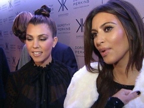Kardashian sisters Kim and Kourtney celebrate new fashion line in London