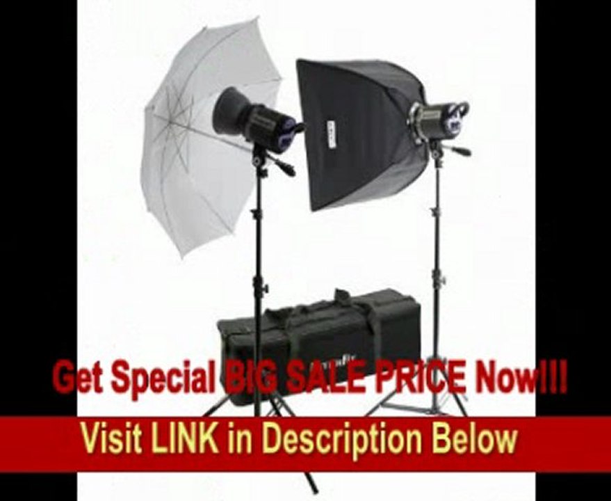 BEST PRICE Interfit INT428 Stellar X 300 Watt/Second 2 Head Kit with Umbrella and Softbox