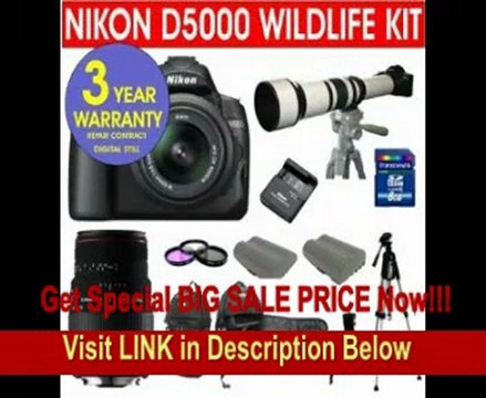 SPECIAL DISCOUNT 19 Piece Super Zoom Kit with Nikon D5000 12.3 MP DX Digital SLR Camera with 18-55mm f/3.5-5.6G VR Lens and 2.7-inch Vari-angle LCD + Sigma 70-300mm Telephoto Zoom Lens + Rokinon 650-1300mm Lens with 2X Converter (=1300-2600mm) Zoom Lens +