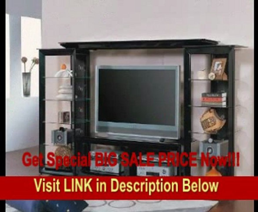 BEST BUY Pearl Black Metal & Glass Complete Media Entertainment Center