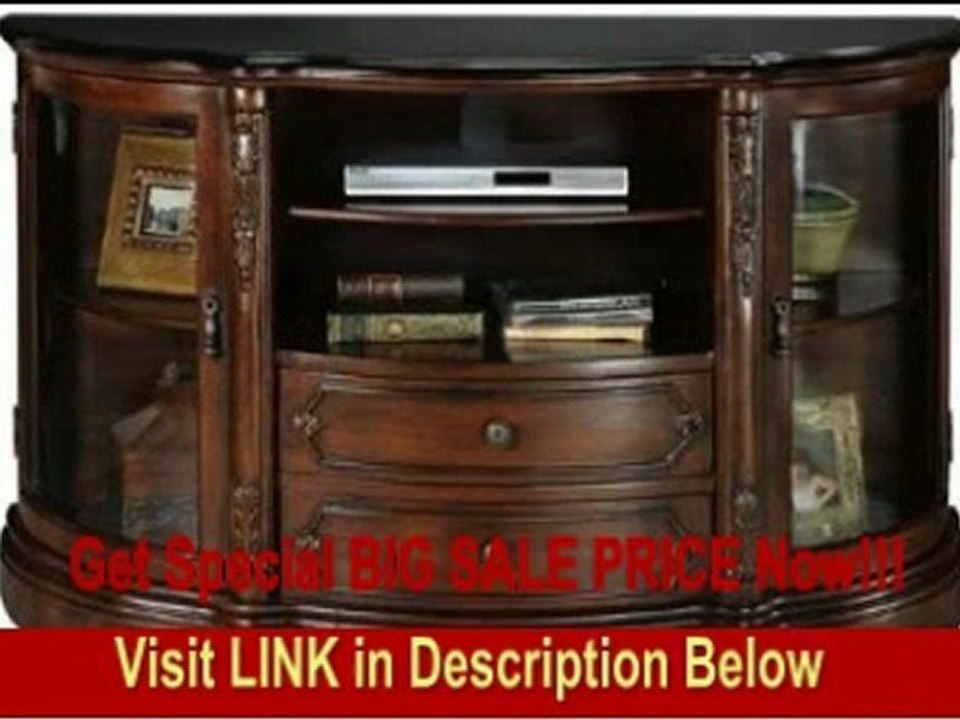 BEST PRICE Baymont Tall Dark Brown Wide Screen TV Cabinet Stand with Glass Doors and Shelving, BLACK GRANITE, MAHOGANY