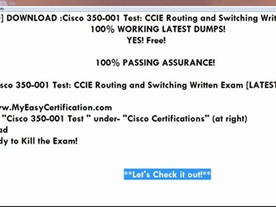 Download Free Cisco 350-001 Exam: CCIE Routing and Switching Written Exam LATEST DUMPS 2012 Free!