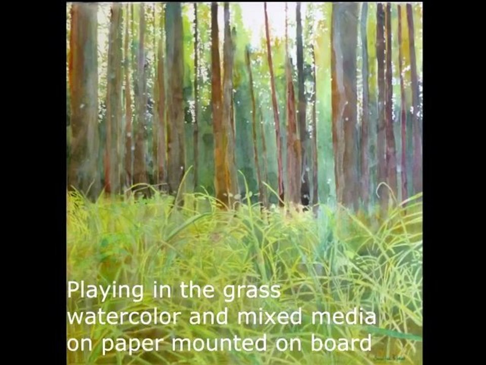 How to paint trees and grass with watercolor and mixed media