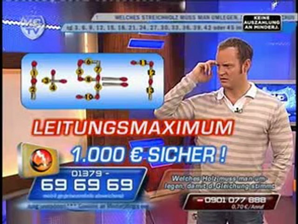 Nachttierhäuser mit Streichholzspiel 1+9=7 VIVA 15.03.08