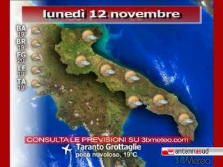 Previsioni del tempo,  lunedì 12 novembre