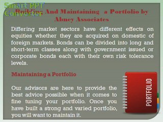 Building And Maintaining a Portfolio by Abney Associates