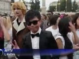 Танцевальный флэшмоб Gangnam Style в Риме