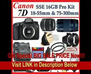 Скачать видео: [BEST PRICE] Canon EOS 7D SLR Digital Camera with Canon EF-S 18-55mm f/3.5-5.6 IS Autofocus Lens and Canon Zoom Telephoto EF 75-300mm f/4.0-5.6 III Autofocus Lens + SSE Large 16GB Accessory Package Kit