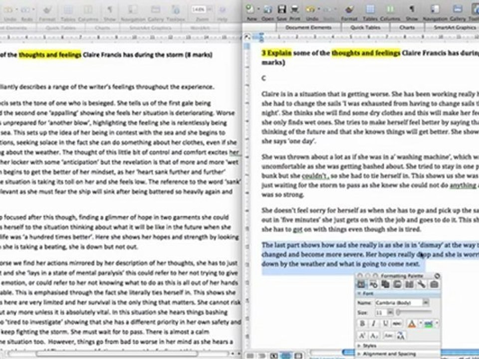 GCSE English Language: A/C Grade Answer Comparison - Question 3 (AQA Exam Revision)