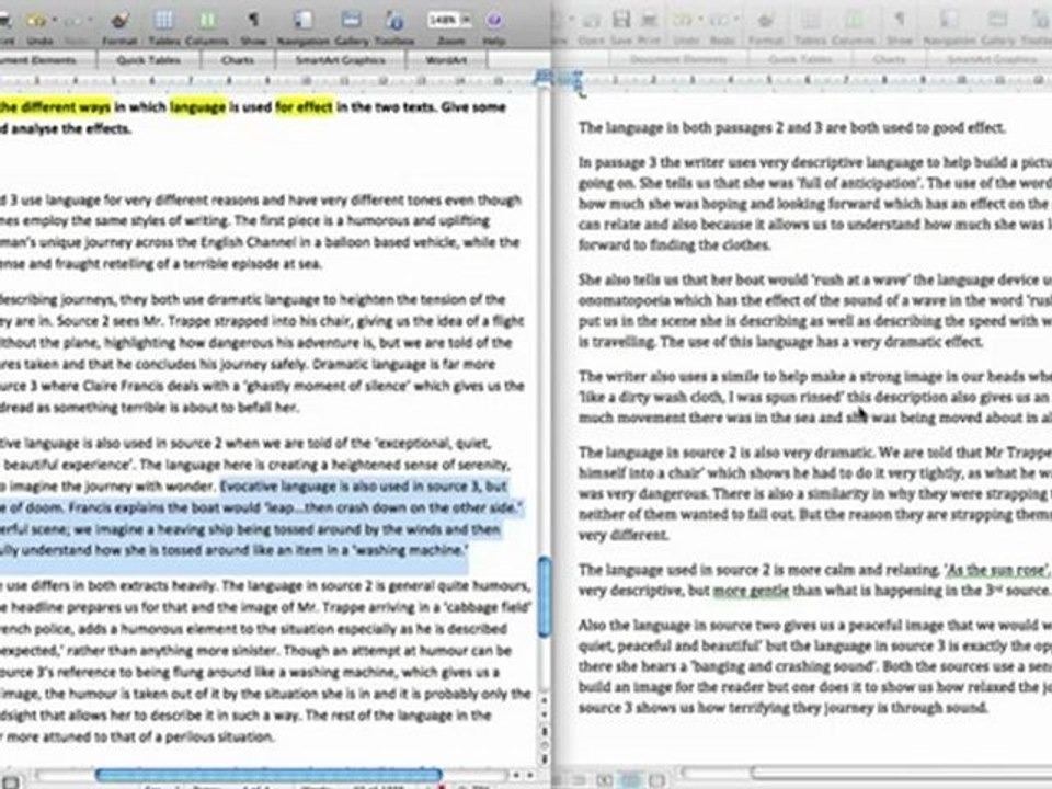 GCSE English Language: A/C Grade Answer Comparison - Question 4 (AQA Exam Revision)