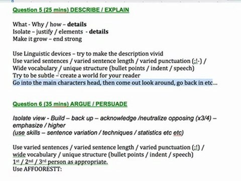 GCSE English Language: Last Minute Notes - Writing Section, Part B (AQA Exam Revision)