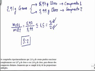 Quimica 1º bachillerato ley de proporciones multiples ejercicio 3