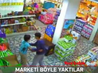 Terör yandaşları marketi ateşe verdi