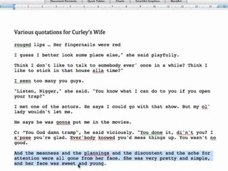 Curley's Wife - Essential Quotations 1-5