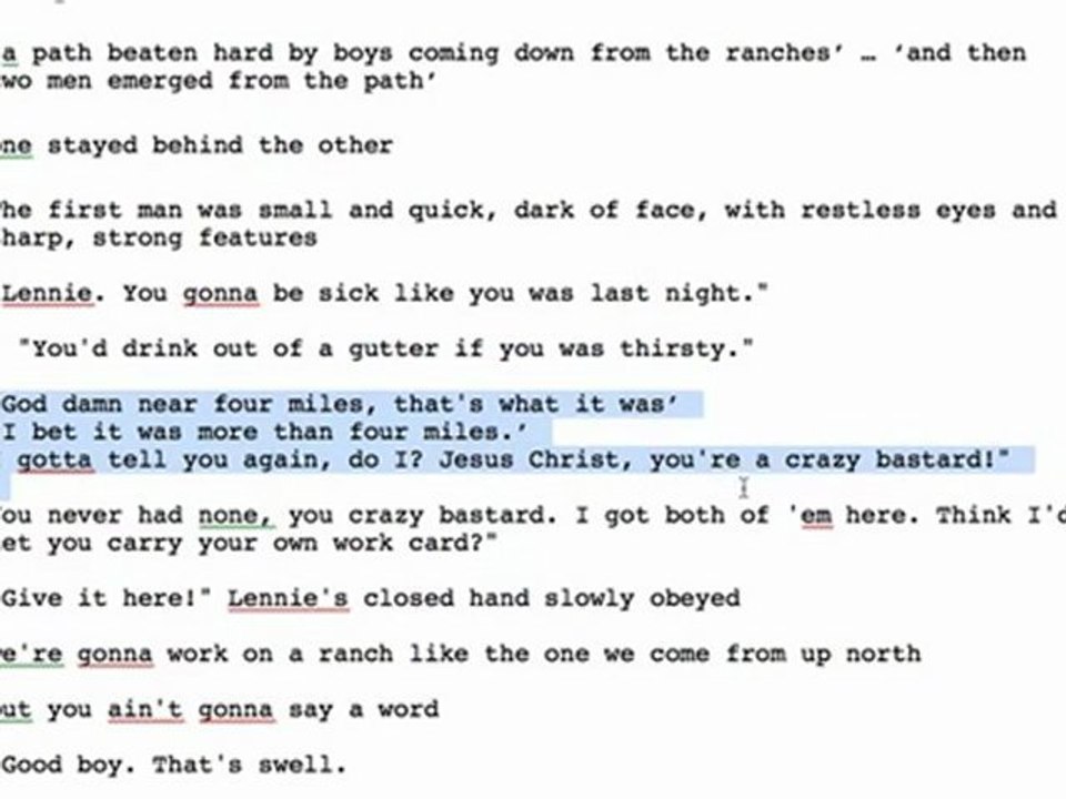 Of Mice and Men - George, Key Quotes - Section 1 - 1-2
