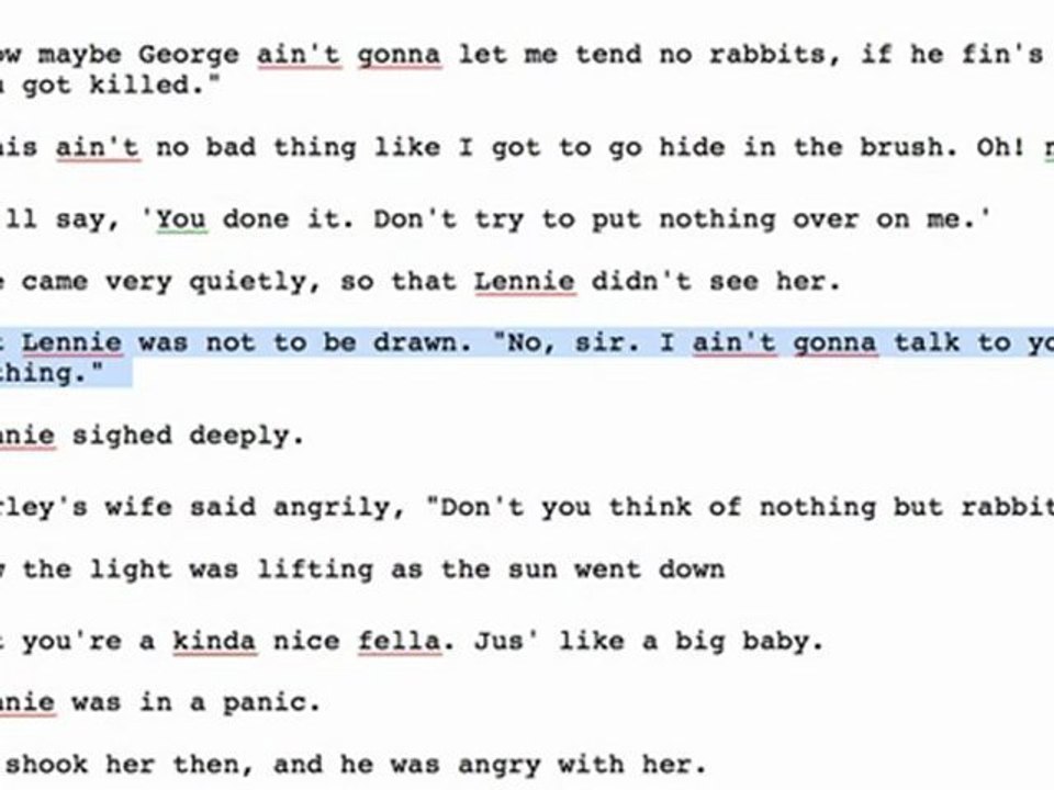 Of Mice and Men - Lennie Key Quotes - Section 5