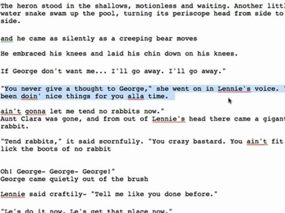 Of Mice and Men - Lennie Key Quotes - Section 6