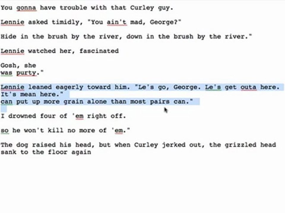 Of Mice and Men - Lennie, Key Quotes - Section 2