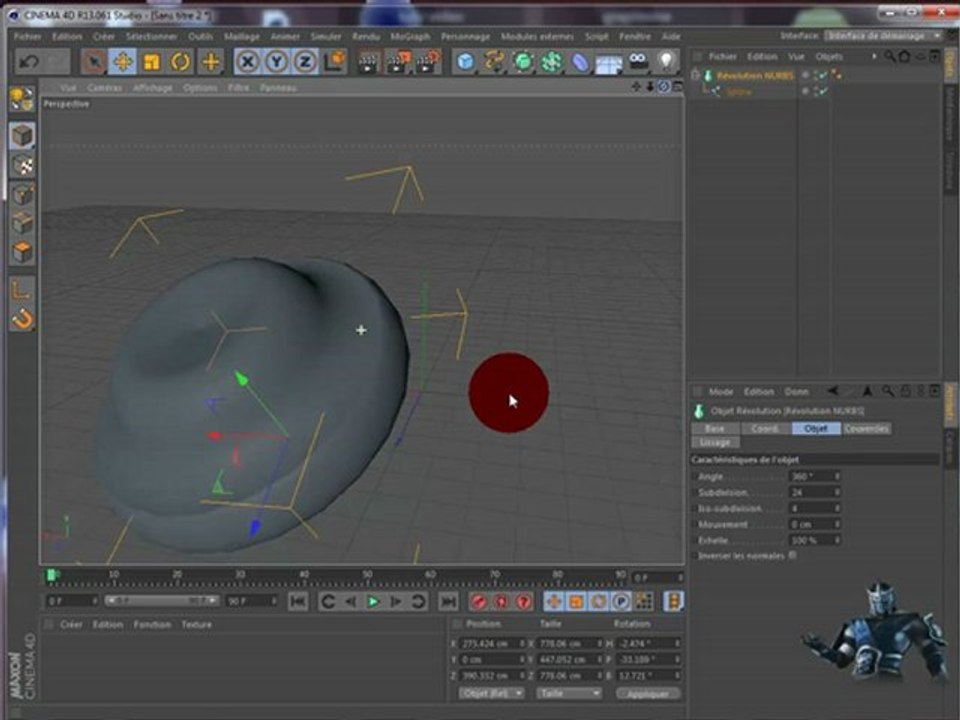 (tuto cinema 4D) revolution nurbs et le couteau