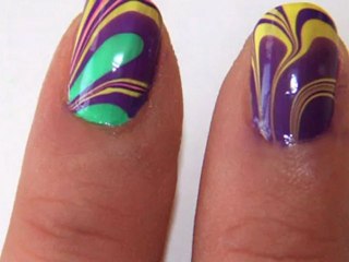 Ebru Desenli Oje Teknigi Marble Nail Art