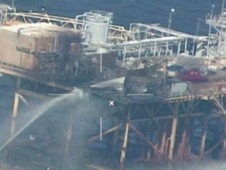 Oil rig catches fire in Gulf of Mexico