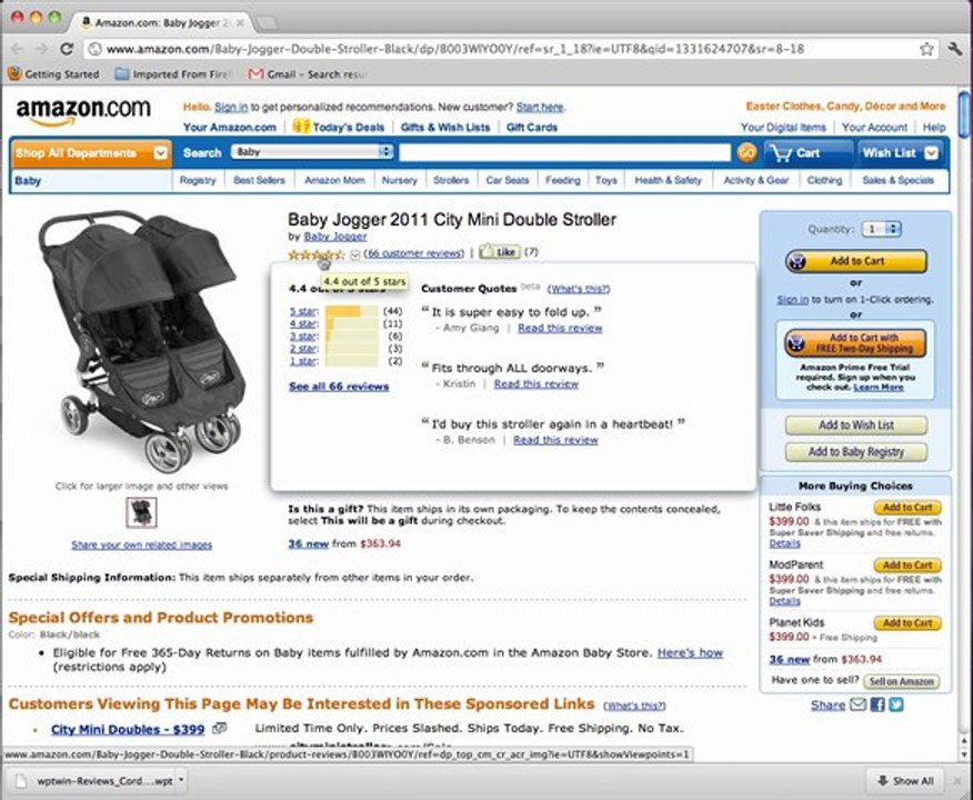 Baby Jogger 2011 City Mini Double Stroller Review