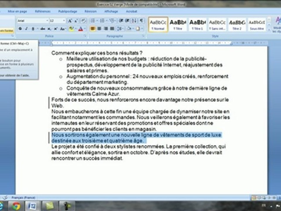 EXERCICE 02 WORD