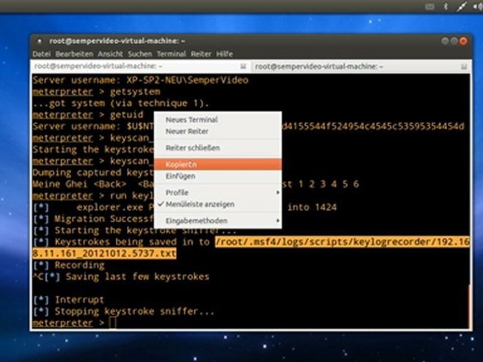 Metasploit: postexploitation - keylogger