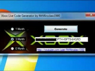 FREE XBOX LIVE GOLD CODE GENERATOR WORKING 2012