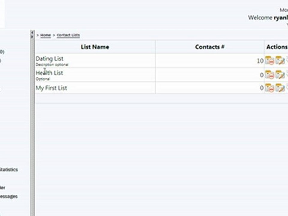 Creating New List: Email sender