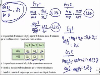 Quimica 1º bachillerato ley de proporciones definidas ejercicio 2