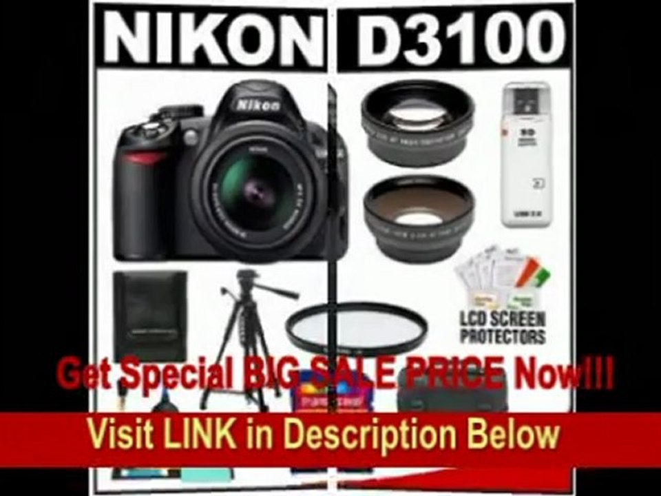 [FOR SALE] Nikon D3100 Digital SLR Camera & 18-55mm G VR DX AF-S Zoom Lens with 16GB Card + .45x Wide Angle & 2.5x Telephoto Lenses + Filter + Tripod + Accessory Kit
