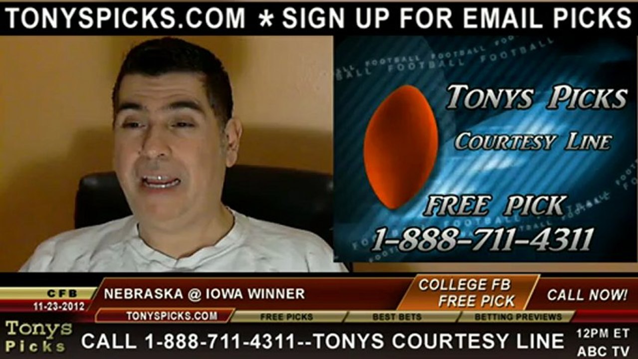 Nebraska Cornhuskers versus Iowa Hawkeyes Pick Prediction NCAA College Football Odds Preview 11-23-2012