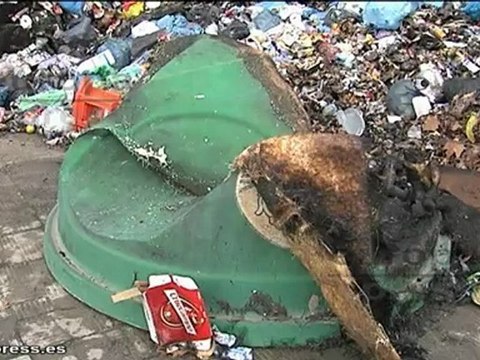 Excavadoras recogen toneladas de basuras en Jerez