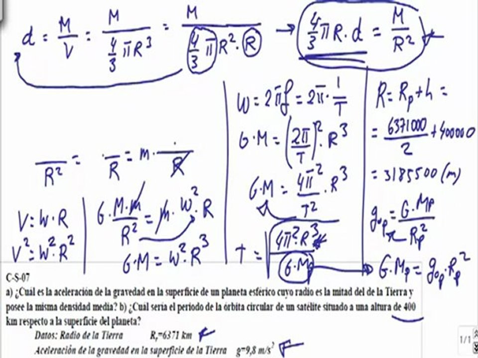 Campo gravitatorio 2º Bachillerato ejercicio 8
