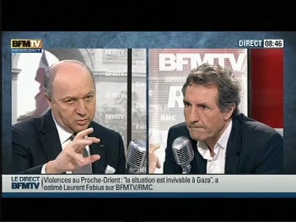 Laurent Fabius invité de BFMTV et RMC (22/11/2012)