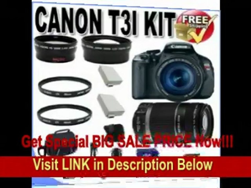 [BEST BUY] Canon EOS Rebel T3i 18 MP CMOS Digital SLR Camera and DIGIC 4 Imaging with EF-S 18-55mm f/3.5-5.6 IS Lens & Canon 55-250IS Lens + 58mm 2x Telephoto lens + 58mm Wide Angle Lens (4 Lens Kit!!!) W/16GB S
