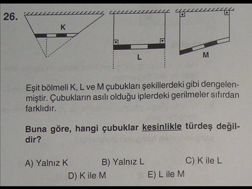 UĞUR DERSHANESİ  MEZUN  LYS 2  FİZİK  SORULARI
